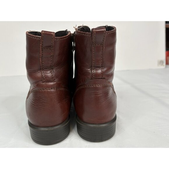ECCO Touch 25 Lace Up Leather Boots Women’s 9.5 40 EU Side Zip Brown Bootie - Picture 7 of 15